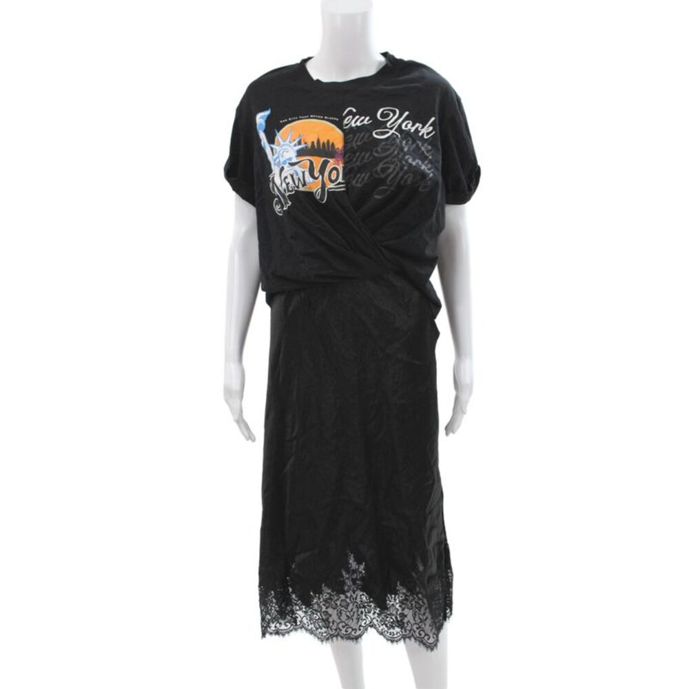 3.1 Phillip Lim Women T-Shirt Dress Black Cotton Crew Neck Short Sleeve Size S